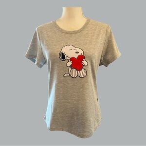 Gray Short Sleeve Tee with Snoopy Graphic